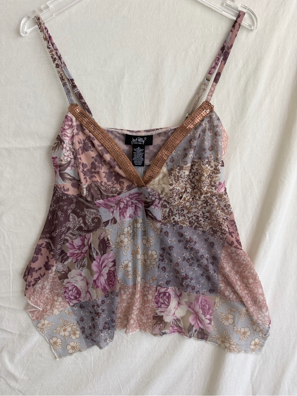 & Other Stories Patchwork Floral Sequin-Trim Camisole in Mauve and Lavender